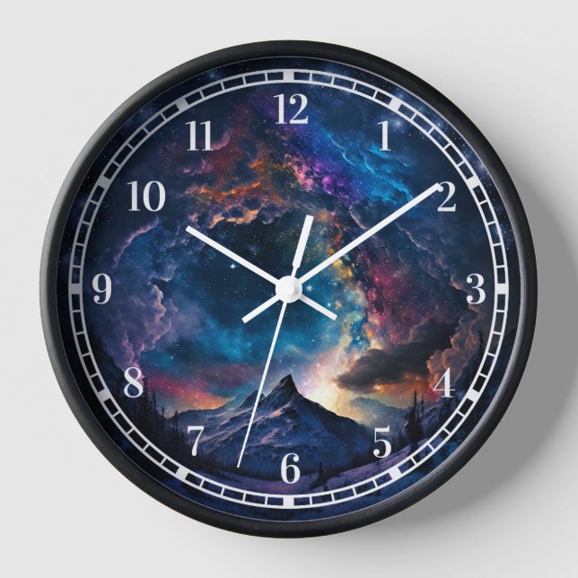Cosmic Mountain Space Landscape Clock (Front)