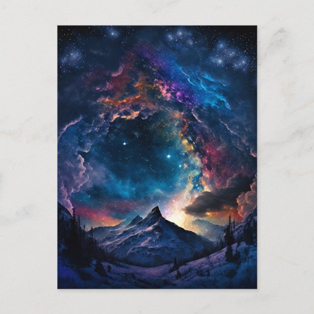 Cosmic Mountain Space Landscape Postcard (Front)