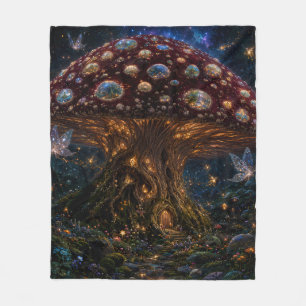 Cosmic Mushroom Kingdom — Bioluminescent Fleece Blanket