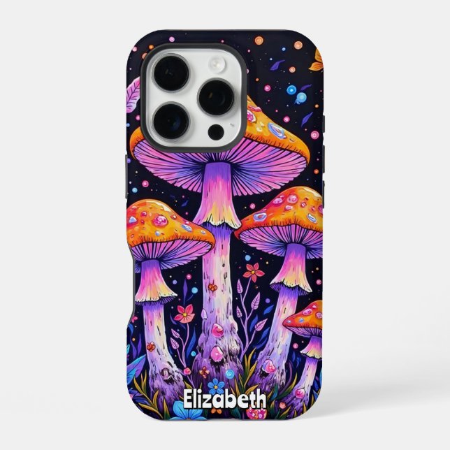 Cosmic Mushroom Meadow iPhone Case (Back)