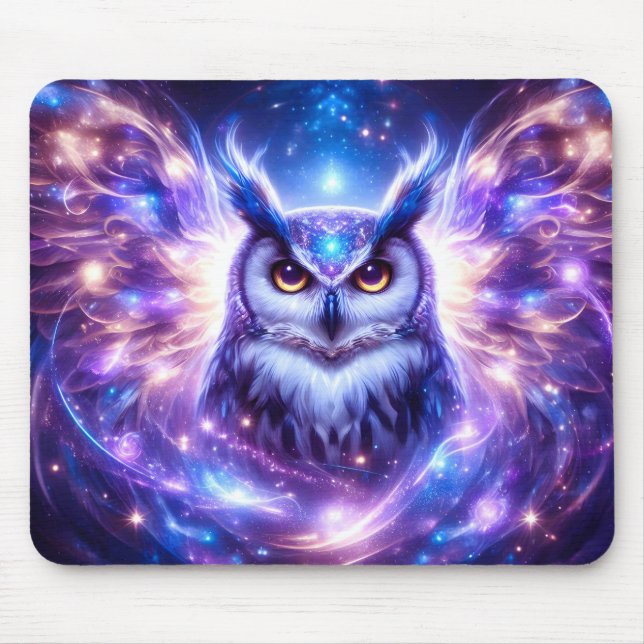 Cosmic Mystical Wisdom Celestial Spiritual Owl  Mouse Mat (Front)