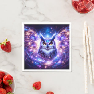 Cosmic Mystical Wisdom Celestial Spiritual Owl Napkin