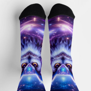 Cosmic Mystical Wisdom Celestial Spiritual Owl Socks
