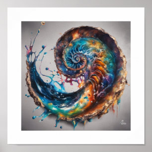 Cosmic Nautilus Shell Poster