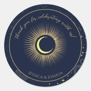 Cosmic Navy Blue Mystical Starry Night  Classic Round Sticker