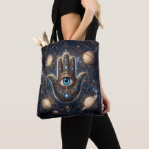 Cosmic Navy Gold Celestial Hamsa Evil Eye