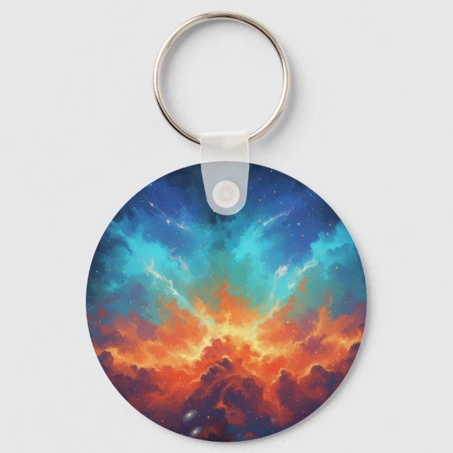 Cosmic Nebula Abstract Galaxy Space Art Key Ring (Front)
