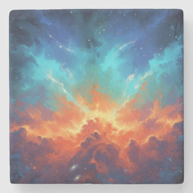 Cosmic Nebula Abstract Galaxy Space Art Stone Coaster (Front)