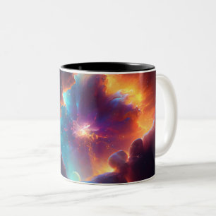 Cosmic Nebula Art, Galaxy Colors for Space Lovers Two-Tone Coffee Mug