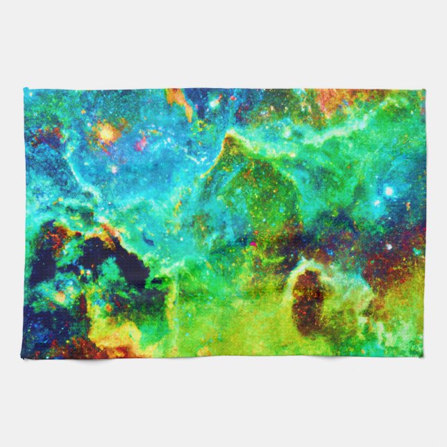 Cosmic Nebula Cloud Art Tea Towel (Horizontal)