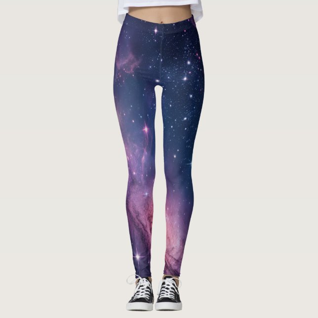 Cosmic Nebula Seamless Pattern for All-Over Print  Leggings (Front)