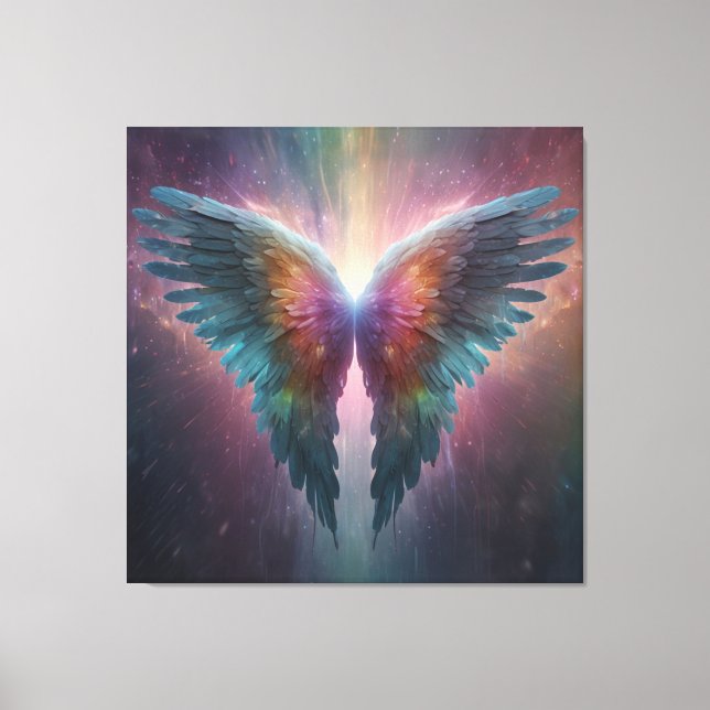 *~*Cosmic Neon Glowing Angel Wings AP78 Canvas Print (Front)