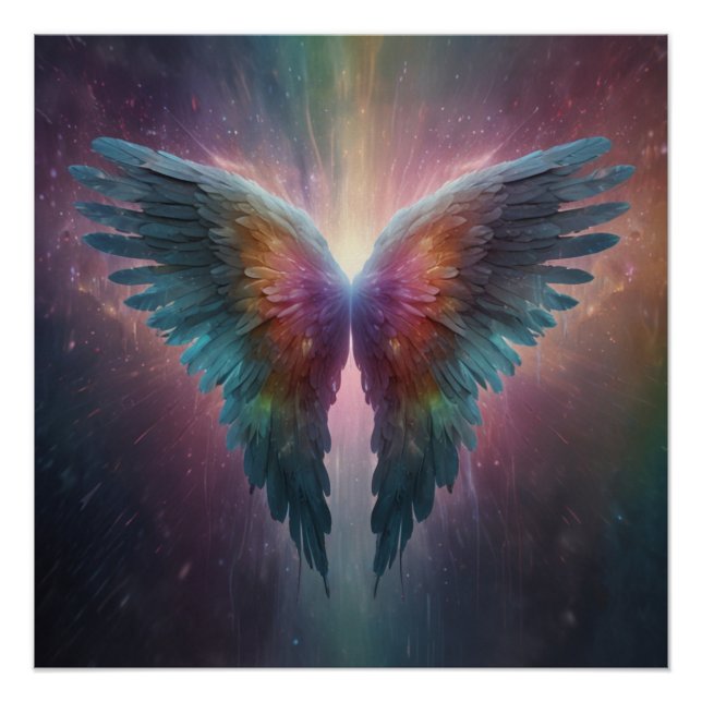 *~*Cosmic Neon Glowing Angel Wings AP78 Poster (Front)