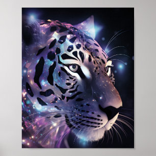 Cosmic Neon Leopard – Fantasy Big Cat Art Poster