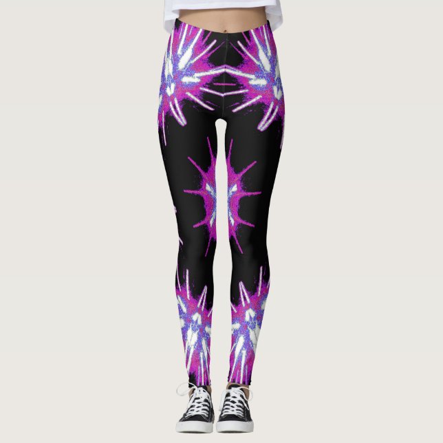 Cosmic Neon Starburst Leggings (Front)