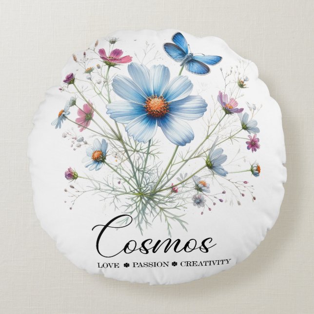 Cosmic Nest • October Birth Flower Round Pillow  (Front)