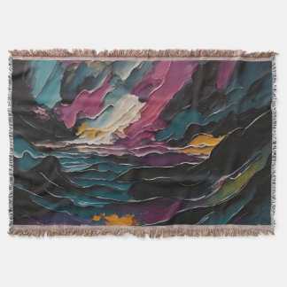 Cosmic Ocean Abstract Seascape Throw Blanket