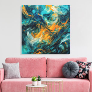 Cosmic Ocean Square – Colourful Abstract Canvas Print