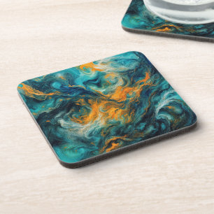 Cosmic Ocean Square – Colourful Abstract Coaster