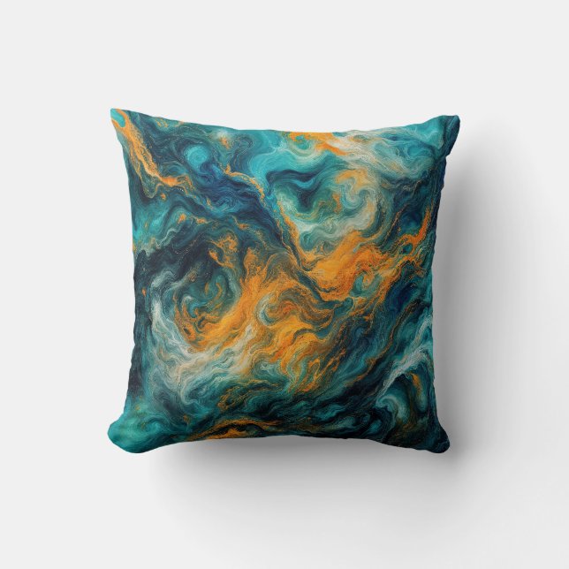 Cosmic Ocean Square – Colourful Abstract Cushion (Front)