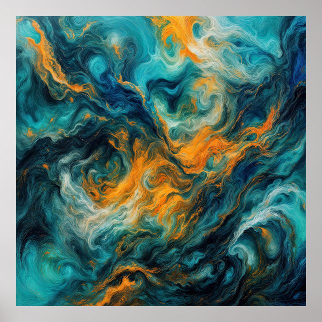 Cosmic Ocean Square – Colourful Abstract Poster (Front)