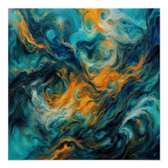 Cosmic Ocean Square – Colourful Abstract Poster (Front)