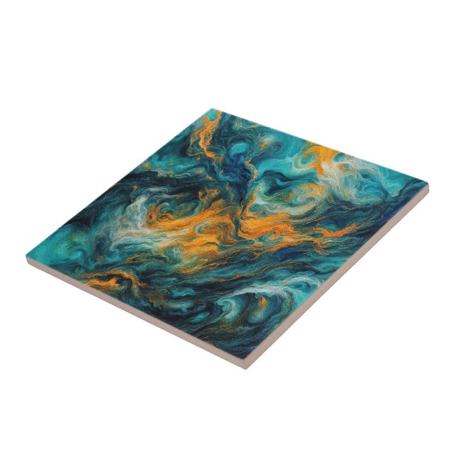 Cosmic Ocean Square – Colourful Abstract Tile (Side)