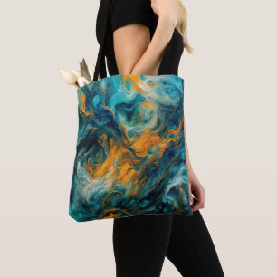 Cosmic Ocean Square – Colourful Abstract Tote Bag