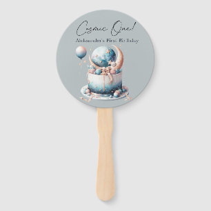 Cosmic One! Celestial 1st Boy Birthday  Hand Fan