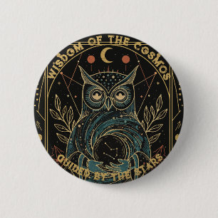 Cosmic Oracle Owl • Mystical Celestial  6 Cm Round Badge