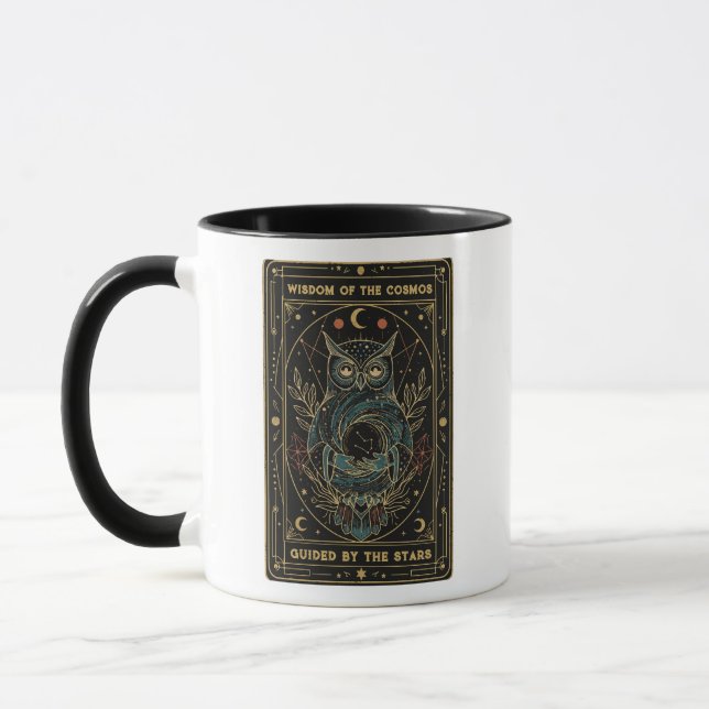 Cosmic Oracle Owl • Mystical Celestial  Mug (Left)