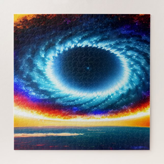 Cosmic Orange and Blue Colourful Galaxy in Space Jigsaw Puzzle (Horizontal)