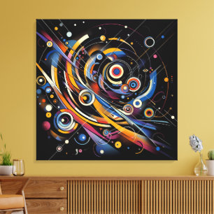 Cosmic Orbit Geometry – Abstract Circle & Line Art Canvas Print
