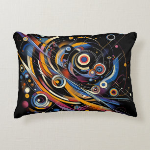 Cosmic Orbit Geometry – Abstract Circle & Line Art Decorative Cushion