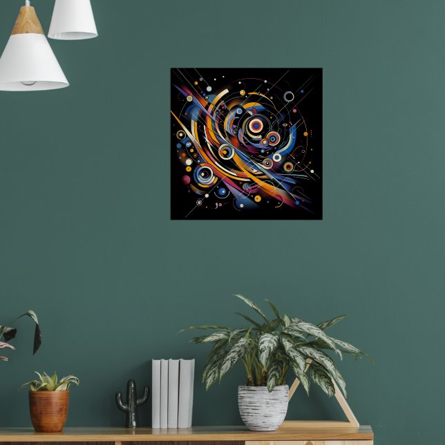 Cosmic Orbit Geometry – Abstract Circle & Line Art Poster (Living Room 1)