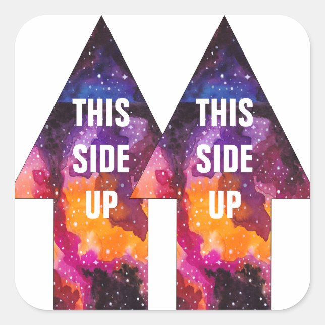 Cosmic Outer Space Moving Box Large This Side Up Square Sticker (Front)