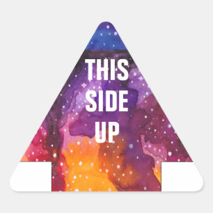 Cosmic Outer Space Moving Box Small This Side Up Triangle Sticker