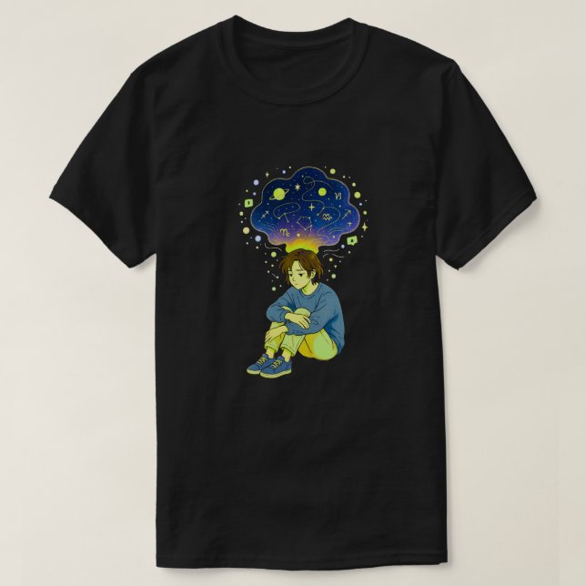 Cosmic Overthinking • Spiritual Mind Overflow T-Shirt (Design Front)