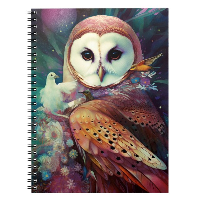 Cosmic Owl Fantasy Art Notebook (Front)