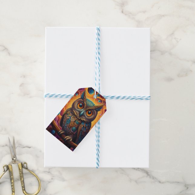 Cosmic Owl of Wisdom Gift Tags (With Twine)