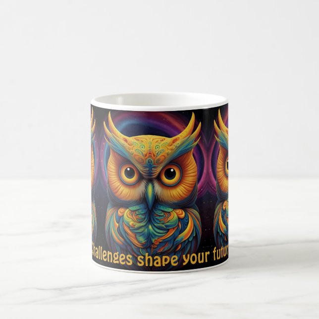 Cosmic Owl of Wisdom Inspirational coffee mugs (Center)