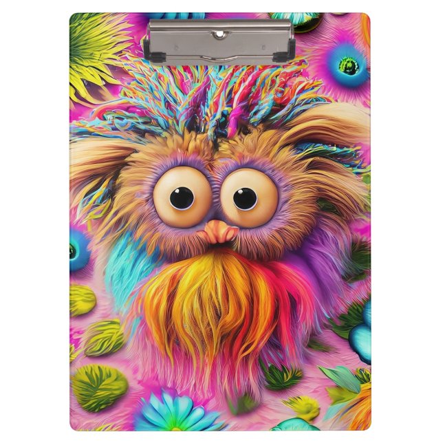 Cosmic Owl Trippy Hippie Psychedelic Original  Clipboard (Front)