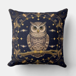 Cosmic Owl Unique Gift for Owl Lovers and Fantasy Cushion