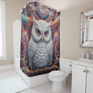 Cosmic Owl: Vibrant Wisdom Shower Curtain