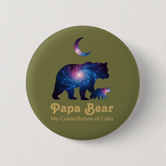 Cosmic Papa Bear & Cub 6 Cm Round Badge (Front)