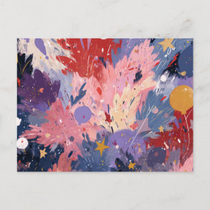 Cosmic Party Abstract Explosion Announcement Postcard