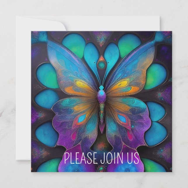 COSMIC PASTEL BUTTERFLY INVITATION (Front)