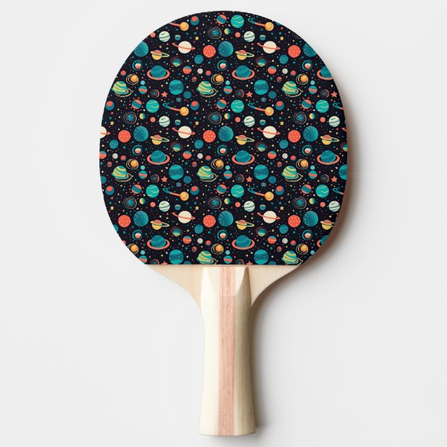 Cosmic Pattern Planets and Stars Ping Pong Paddle (Front)