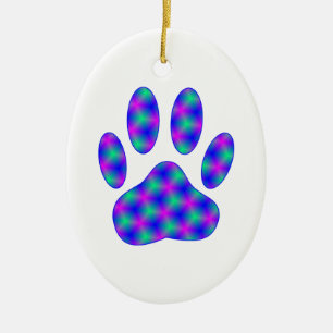 Cosmic Paw Print Ceramic Tree Decoration