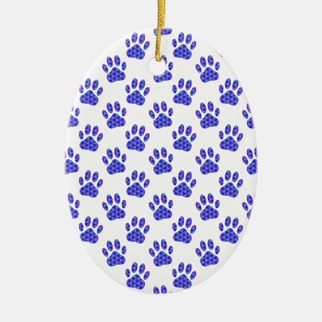 Cosmic Paw Print Pattern Ceramic Tree Decoration (Front)